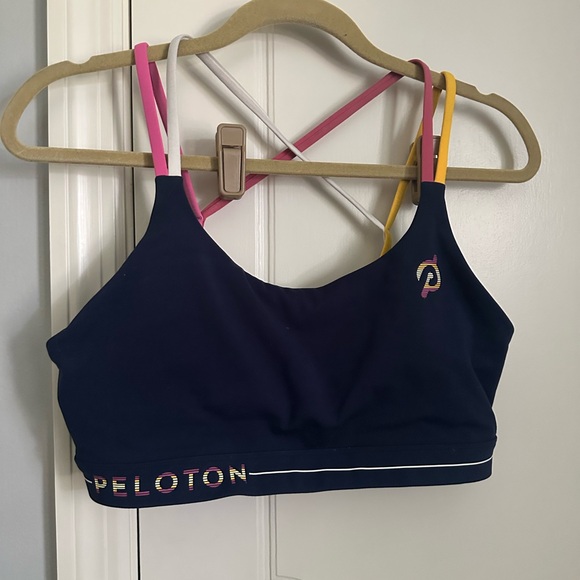 Peloton Sports Bra Cross Back Women's Navy Colorful Activewear Gym - Picture 2 of 7